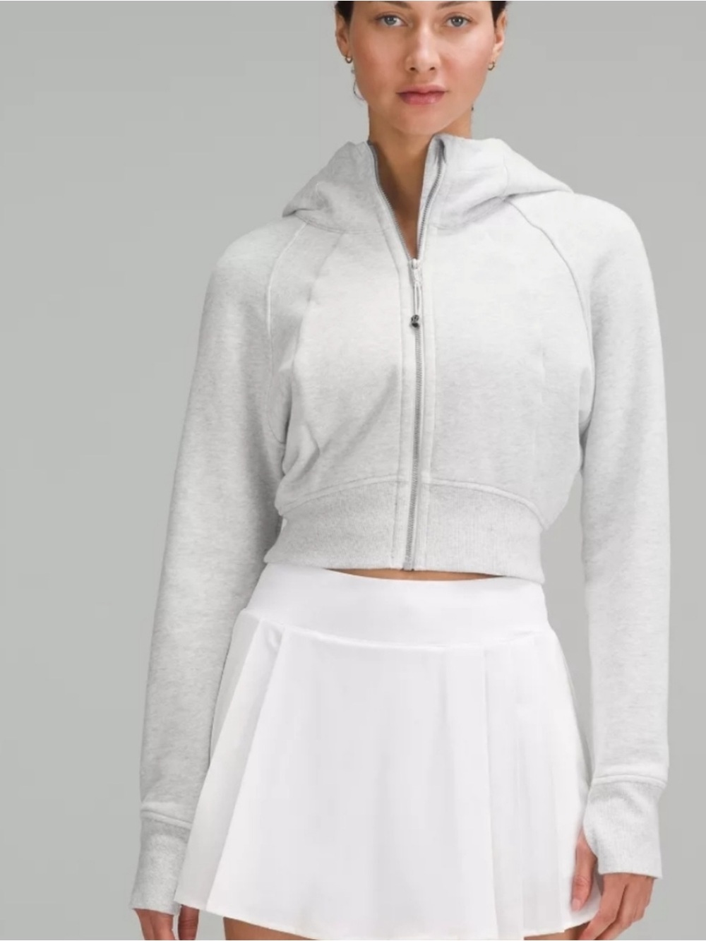 Lululemon Cropped Grey Scuba Hoodie